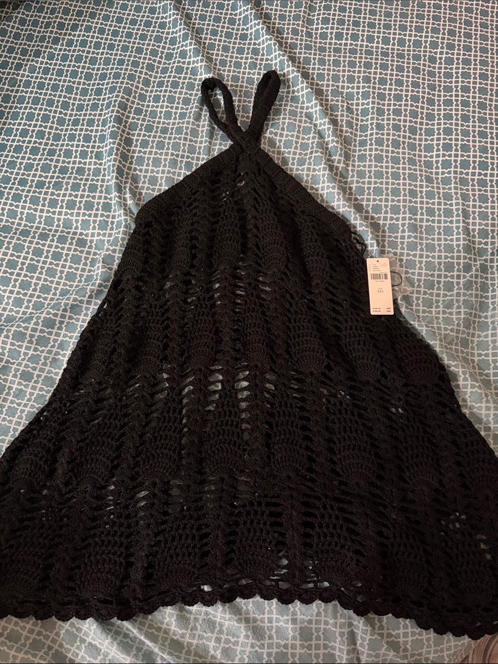 Black Crochet Halter Top